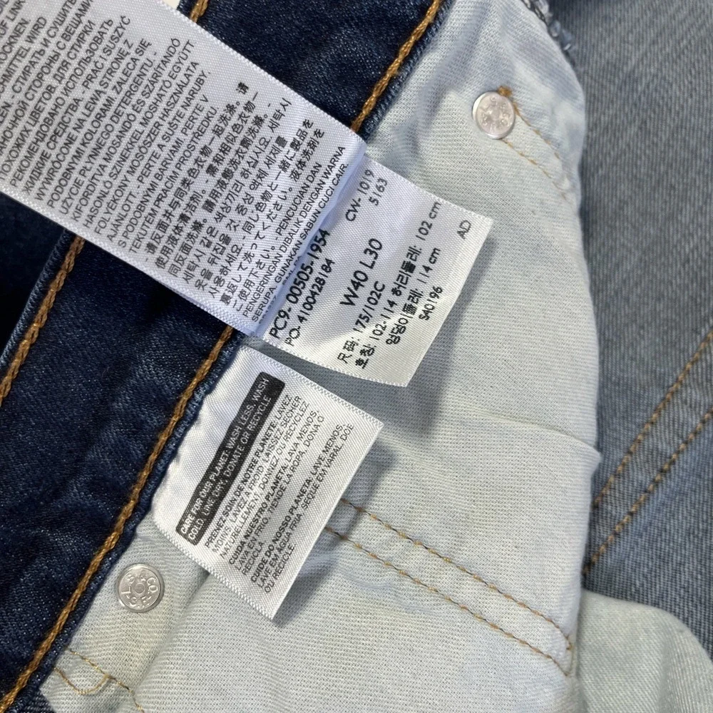 Levi's 505 Mens 40x30 Dark Wash Blue Denim Stretch Regular Straight Leg Jeans